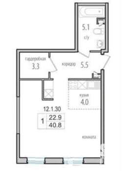 Студия квартира, на длительный срок, 41м2, 1/5 этаж