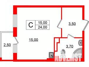 Студия квартира, на длительный срок, 24м2, 2/5 этаж