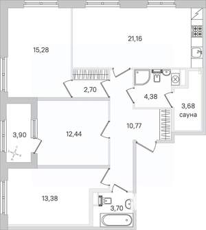 3-к квартира, строящийся дом, 89м2, 1/4 этаж