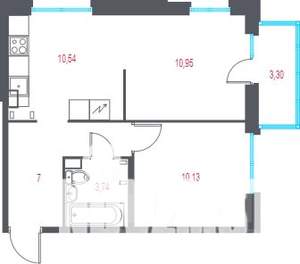 2-к квартира, вторичка, 43м2, 2/10 этаж