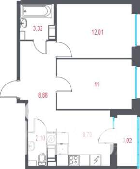 2-к квартира, вторичка, 48м2, 6/10 этаж