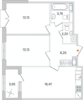 2-к квартира, вторичка, 61м2, 2/4 этаж
