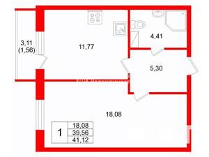 1-к квартира, вторичка, 39м2, 4/5 этаж