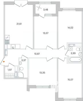 4-к квартира, вторичка, 99м2, 3/4 этаж