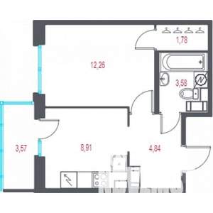 1-к квартира, строящийся дом, 32м2, 10/10 этаж