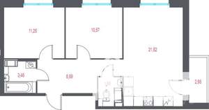 2-к квартира, вторичка, 59м2, 8/9 этаж