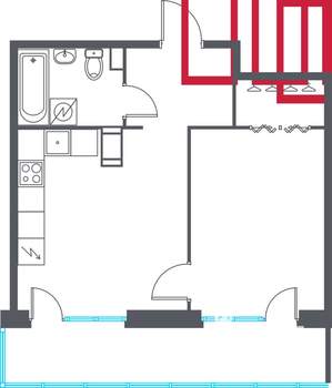 2-к квартира, строящийся дом, 41м2, 6/10 этаж