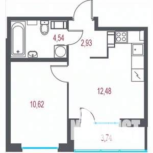 2-к квартира, строящийся дом, 33м2, 6/7 этаж