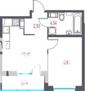 1-к квартира, вторичка, 33м2, 3/7 этаж