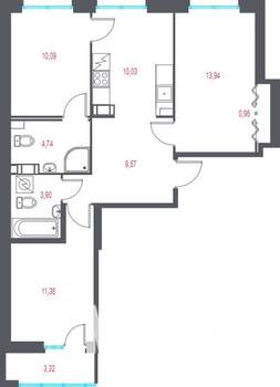 3-к квартира, вторичка, 66м2, 3/9 этаж
