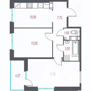 2-к квартира, строящийся дом, 55м2, 4/9 этаж