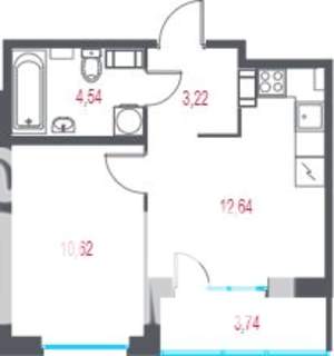 1-к квартира, вторичка, 33м2, 5/7 этаж