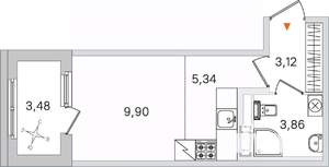 Студия квартира, вторичка, 22м2, 3/4 этаж
