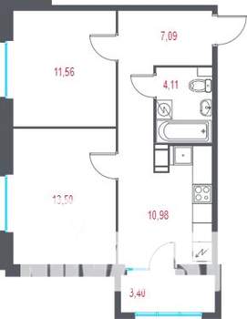 2-к квартира, вторичка, 48м2, 3/10 этаж