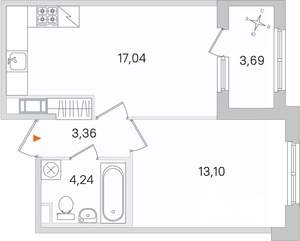 1-к квартира, вторичка, 40м2, 3/4 этаж