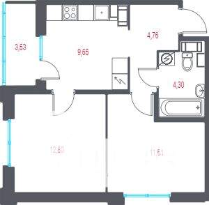 2-к квартира, вторичка, 45м2, 6/10 этаж