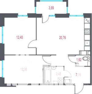 2-к квартира, вторичка, 59м2, 5/9 этаж