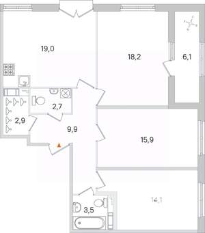 3-к квартира, строящийся дом, 86м2, 3/4 этаж