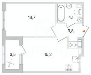 1-к квартира, вторичка, 40м2, 4/4 этаж