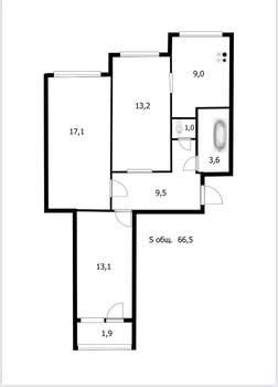 3-к квартира, вторичка, 67м2, 4/4 этаж