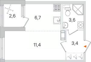 Студия квартира, строящийся дом, 25м2, 4/4 этаж