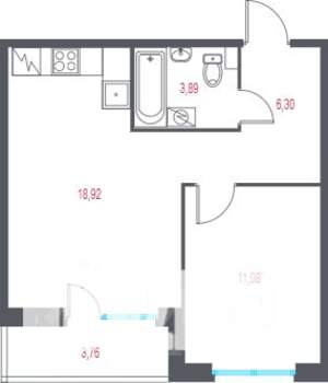 2-к квартира, вторичка, 42м2, 2/9 этаж