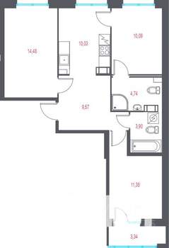 3-к квартира, вторичка, 65м2, 6/9 этаж