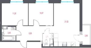 2-к квартира, вторичка, 59м2, 5/9 этаж