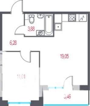 1-к квартира, вторичка, 42м2, 2/5 этаж