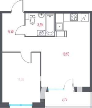 2-к квартира, вторичка, 42м2, 7/9 этаж