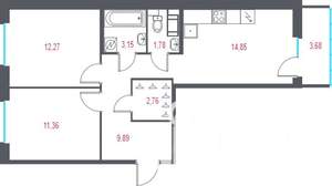 2-к квартира, вторичка, 57м2, 6/10 этаж