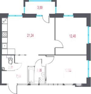 2-к квартира, вторичка, 60м2, 2/9 этаж