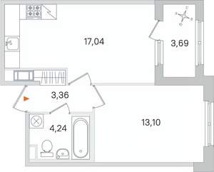 1-к квартира, вторичка, 40м2, 3/4 этаж