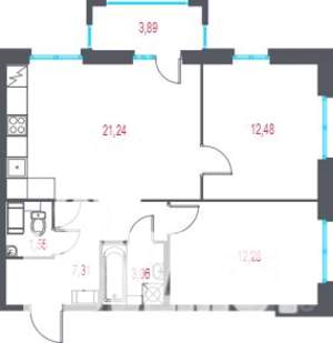2-к квартира, вторичка, 59м2, 5/9 этаж