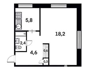 1-к квартира, вторичка, 32м2, 2/5 этаж