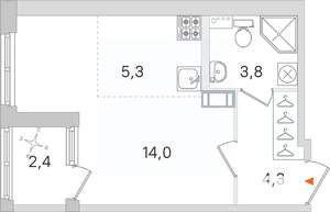 Студия квартира, вторичка, 29м2, 4/4 этаж