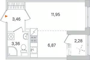 Студия квартира, строящийся дом, 26м2, 1/4 этаж