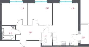 3-к квартира, вторичка, 60м2, 2/9 этаж