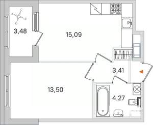 1-к квартира, вторичка, 36м2, 2/4 этаж