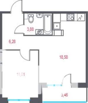 1-к квартира, вторичка, 41м2, 3/5 этаж