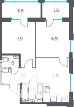 2-к квартира, вторичка, 46м2, 5/10 этаж