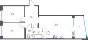 2-к квартира, вторичка, 57м2, 2/10 этаж