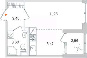 Студия квартира, строящийся дом, 25м2, 1/4 этаж