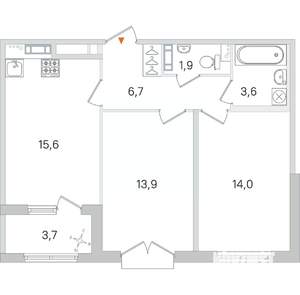 2-к квартира, вторичка, 58м2, 3/4 этаж