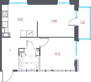 2-к квартира, вторичка, 43м2, 4/10 этаж