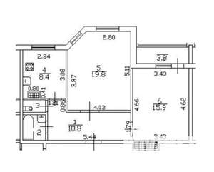 2-к квартира, вторичка, 59м2, 3/4 этаж