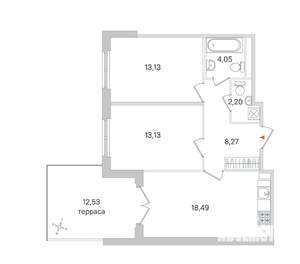 2-к квартира, вторичка, 59м2, 1/4 этаж