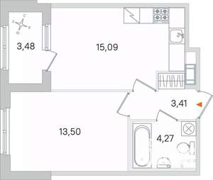 1-к квартира, вторичка, 36м2, 2/4 этаж