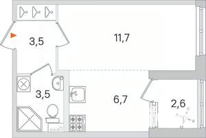 Студия квартира, строящийся дом, 25м2, 1/4 этаж