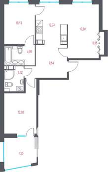 3-к квартира, вторичка, 67м2, 6/9 этаж